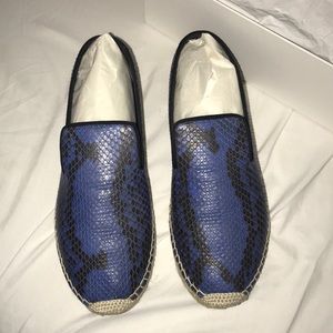 CÉLINE cobalt blue and black python espadrilles